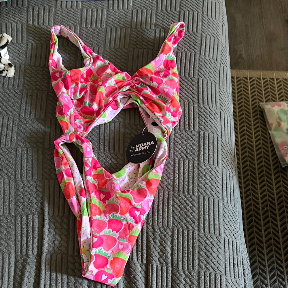 Moana Bikini - Vibrant Pink and Green Strawberry Print